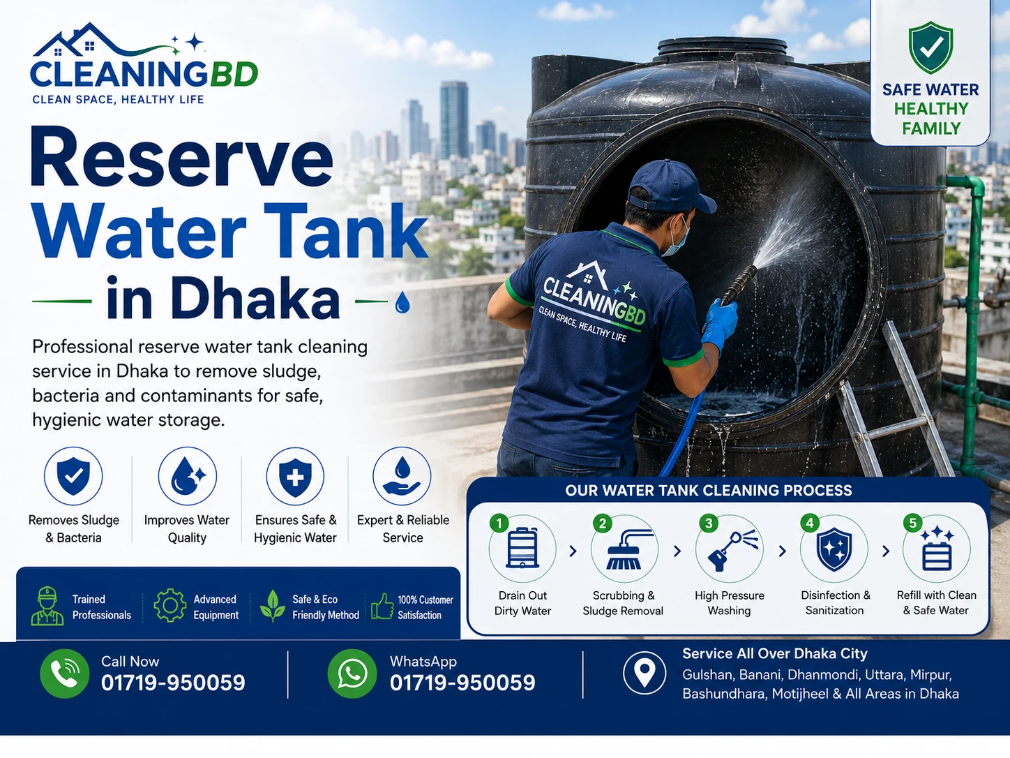 Reserve Water Tank service by CleaningBD in Dhaka